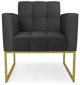 Poltrona Elisa Corino Preto Base Metálica Industrial Dourado - D'Rossi