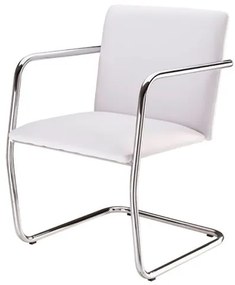 Cadeira Bruno Assento Estofado Dunas Branco com Base Cromada - 46905 Sun House