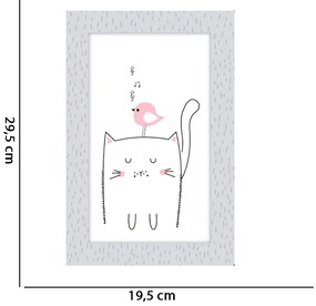 Quadro Placa Decorativa Infantil Gato 29,5x19,5 cm - D'Rossi