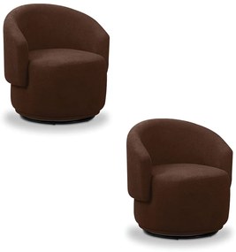 Poltrona Decorativa Orgânica Giratória Kit 2 Névoa Bouclê E03 - D'Rossi - Marrom