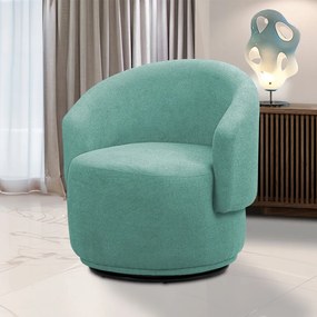 Poltrona Decorativa Orgânica Giratória Névoa Bouclê Azul Turquesa E03 - D'Rossi