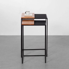 Conjunto com 2 Mesas Laterais Tak - Preto e Tammi