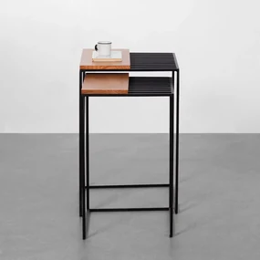 Conjunto com 2 Mesas Laterais Tak - Preto e Tammi