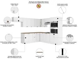 Armário de Cozinha Modulado de Canto 10 Peças Com Tampo CJ6 Duna P09 B