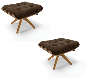 Puff Giratório Costela kit 2 Suede Base de Madeira MA30 M11 - D'Rossi - Marrom