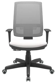 Cadeira Office Brizza Tela Cinza Assento Vinil Branco RelaxPlax Base Standard 120cm - 63884 Sun House