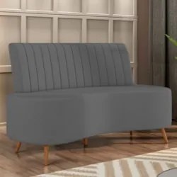 Sofá 2 Lugares para Sala Living 160cm Pés Palito Tamar Z08 Veludo Cinz