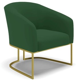 Cadeira Sala de Jantar Base Industrial Dourado Stella Veludo D03 - D'Rossi - Verde