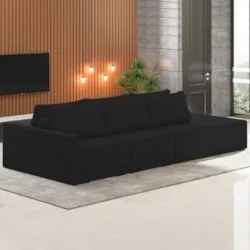 Sofá Ilha Modular com Puff para Sala Living 312cm Georgia Z08 Veludo P