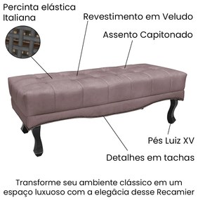 Cabeceira Cama Box Casal 140cm e Recamier Vicenza Veludo Lilás S04 - D'Rossi