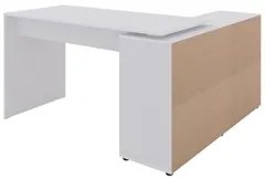 Mesa Escrivaninha em L Eron e Estante Livreiro Stela A06 Branco/Freijó