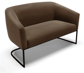 Sofá Namoradeira e 2 Poltronas Base Industrial Preto Stella Suede D03 - D'Rossi - Marrom