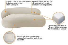 Divã Recamier Luxo Decorativo Canadá 200cm Lado Direito Bouclé - ADJ Decor