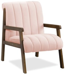 Poltrona Decorativa para Sala Base de Madeira Daline Bouclê E03 - D'Rossi - Rose