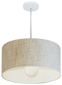Lustre Pendente Cilíndrico Md-4204 Cúpula em Tecido 45x25cm Rustico Bege - Bivolt