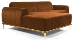 Sofá 265cm 4 Lugares com Chaise Esquerdo Pés Gold Molino C-262 Veludo