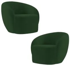 Poltrona para Sala de Estar Orgânica Kit com 2 Garbin Z08 Veludo Verde