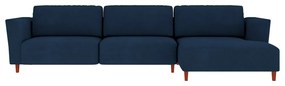 Sofá 290cm com Chaise Direita Franz Suede Azul - Gran Belo