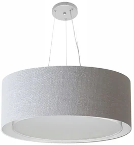 Lustre Pendente Cilíndrico Duplo Md-4126 Cúpula em Tecido 80x30cm Rustico Cinza - Bivolt