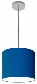 Luminária Pendente Vivare Free Lux Md-4105 Cúpula em Tecido 20x22cm - Azul-Marinho - Canopla cinza e fio transparente