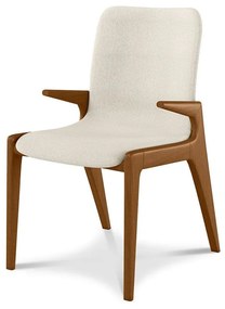 Cadeira com Braço Elisa Estofada Base Madeira Design by Ibanez Razzera