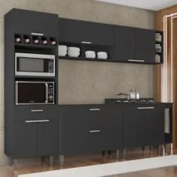 Armário de Cozinha CP07 Para Pia 100cm Pérola Z34 Preto     - Mpozenat