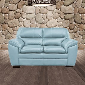 Sofá Decorativo Jason 2 Lugares 158cm Sala de Estar Pés em Eucalipto Couro Azul Celeste G40 - Gran Belo