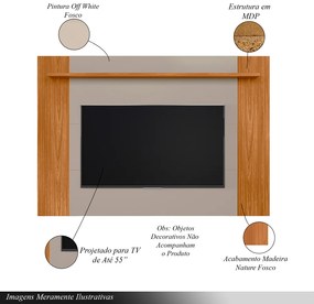 Conjunto Painel Extensível Rack Tremonti/Elora TV até 70 Polegadas Nature/Off White G77 - Gran Belo