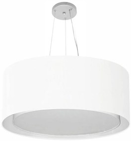 Lustre Pendente Cilíndrico Duplo Md-4303 Cúpula em Tecido 70x30cm Branco - Bivolt