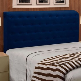 Cabeceira Giovana Cama Box Solteiro 90 cm Suede Azul Marinho - D'Rossi