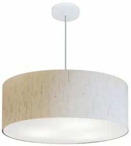 Lustre Pendente Cilíndrico Md-4079 Cúpula em Tecido 60x21cm Linho Bege - Bivolt