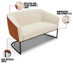 Namoradeira e 2 Poltronas Industrial Preto Stella Noz/Linho D03 - D'Rossi - Bege