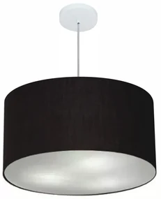 Lustre Pendente Cilíndrico Md-4080 Cúpula em Tecido 60x30cm Preto - Bivolt