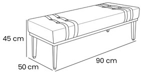 Divã Recamier Banco Base Madeira para Quarto Gênova 90cm Veludo S04 - D'Rossi - Preto