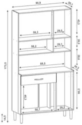 Armário de Cozinha Compacta 90cm Bruna Z06 Freijó/Gris - Mpozenato