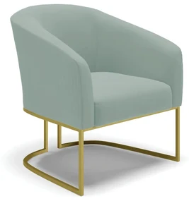 Poltrona Decorativa Industrial Dourado Stella Cotelê Ext/Veludo D03 - D'Rossi - Off White