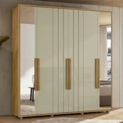 Guarda Roupa Casal 230cm Com Espelho Barok Opala/Cumaru Z10 - Mpozenat