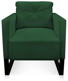 Poltrona Luisa Veludo Verde Base Industrial Metálica Preto D01 - D'Rossi