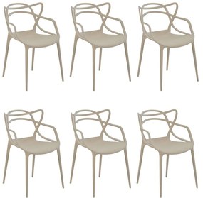 Kit 6 Cadeiras Decorativas Sala e Cozinha Feliti (PP) Nude G56 - Gran Belo