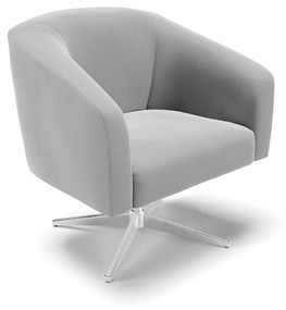Poltrona Decorativa Giratória Cromada Stella Suede D03 - D'Rossi - Cinza