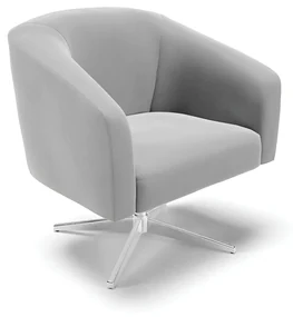 Poltrona Decorativa Giratória Cromada Stella Suede D03 - D'Rossi - Cinza