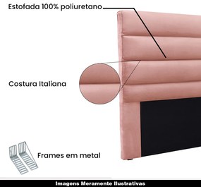 Cabeceira Decorativa 1,40M Guess Veludo Rosa G63 - Gran Belo