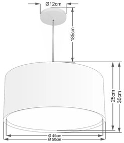 Lustre Pendente Cilíndrico Duplo Vivare Md-4295 Cúpula em Tecido 50x30cm - Bivolt