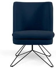 Kit 2 Poltronas Decorativas Base Orby Pérsia Suede C-304 Azul Marinho