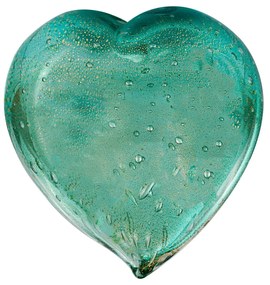 Coração Decorativo em Murano C/ Ouro - Verde Esmeralda  Verde Esmeralda