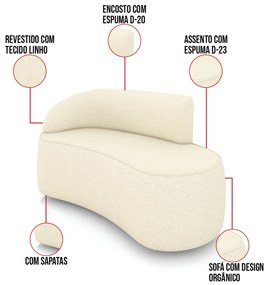 Sofá 2 Lugares Orgânico 140cm Morgan e Poltrona Lua Linho D03 - D'Rossi - Bege