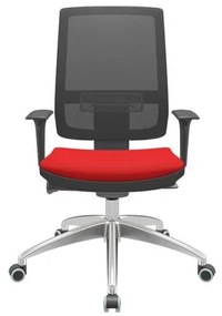 Cadeira Office Brizza Tela Preta Assento Aero Vermelho Autocompensador Base Aluminio 120cm - 63750 Sun House