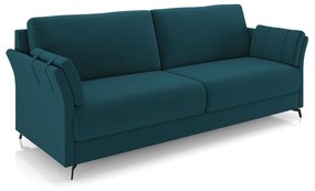 Sofá Decorativo Violet 2 Lugares 164cm Pés em Alumínio Preto Veludo Azul Marinho G45 - Gran Belo