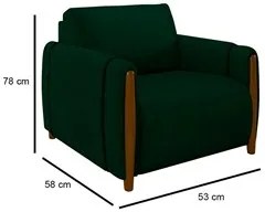 Poltrona Decorativa para Sala de Estar 98cm Amaranto M22 Veludo Verde