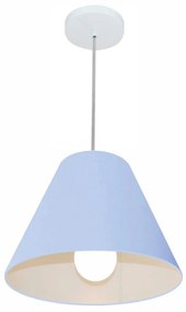 Lustre Pendente Cone Vivare Md-4028 Cúpula em Tecido 25/30x12cm - Bivolt - Azul-Bebê - 110V/220V